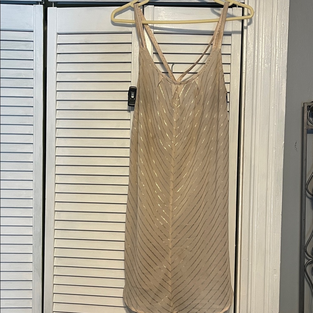 Mimi Chica Beige Dress with Gold Accents